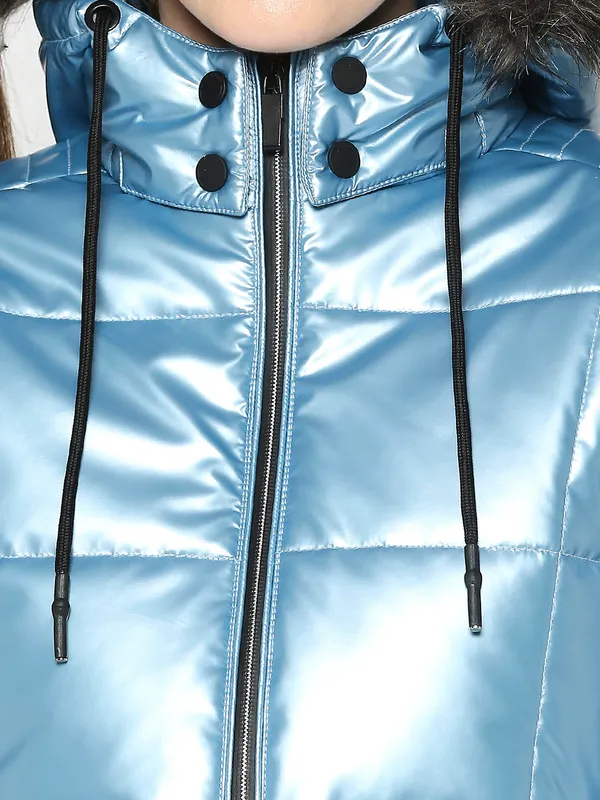 Being Human Women Semi Fit Jackets-Metalic Royal
